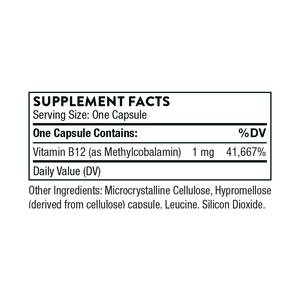 Ingredients including Vitamin B12, Methylcobalamin.
