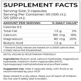 Ingredients: Calcium, Magnesium, Butyric Acid.