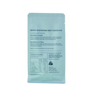 Blue package with text and nutrition information on a white background