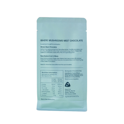 Blue package with text and nutrition information on a white background