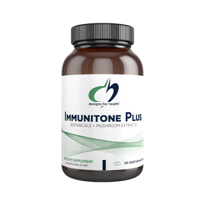 A Supplement container with the name Immunitone Plus by Designs for Health.