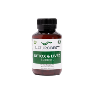 A Supplement container with the name Detox & Liver Support by Naturobest.