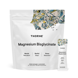 A Supplement container with the name Magnesium Bisglycinate Travel Pack by Thorne