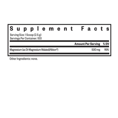 Ingredients: Magnesium (as Di-Magnesium Malate) (Albion)