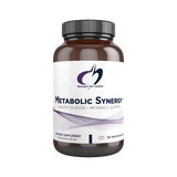 Iage of a white supplement bottle which says metabolic synergy healthy glucose + Metabolic support dietary supplement 180 vegetarian caps