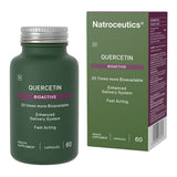 Image of a green bottle that says quercetin bioactive 20 times more bio available enhanced delievery system fast acting health supplement 60 capsules 