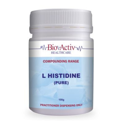 A Supplement container with the name L-Histidine by Bio-Activ.