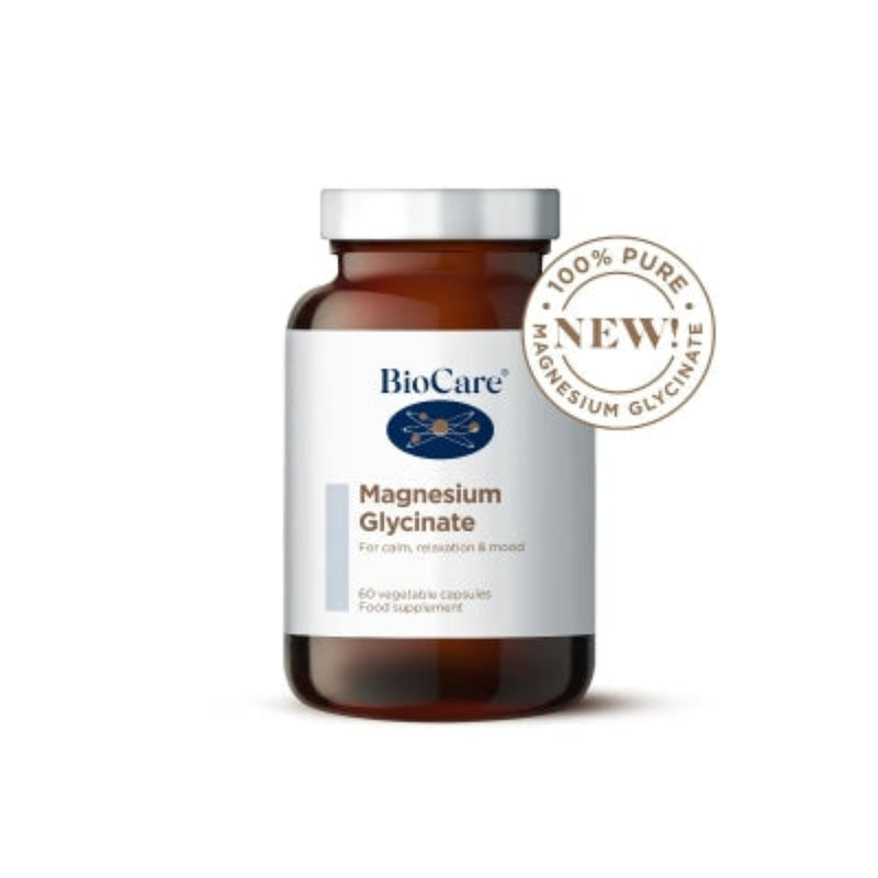 A Supplement container with the name Magnesium Glycinate by BioCare.