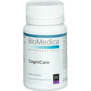 A Supplement container with the name CogniCare by BioMedica.