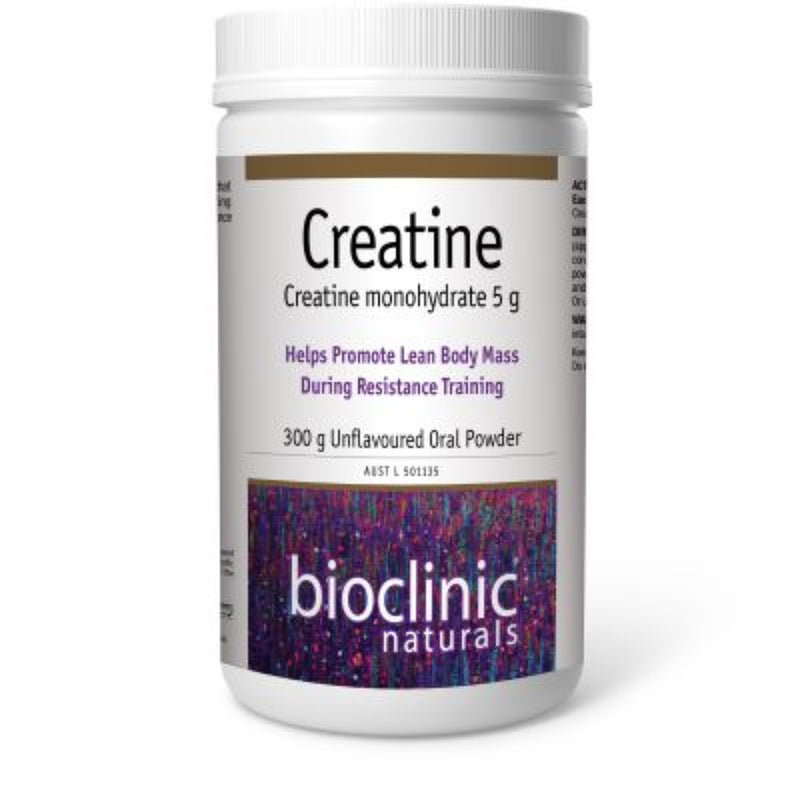 A Supplement container with the name Creatine by Bioclinic Naturals.