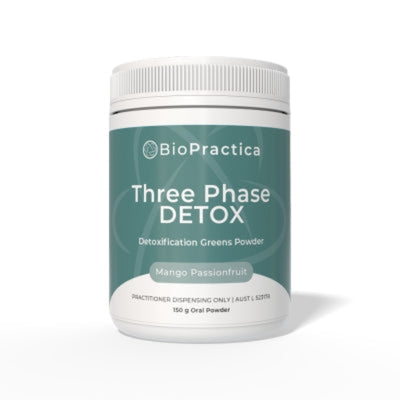 A Supplement container with the name Three Phase Detox by Bio-Practica