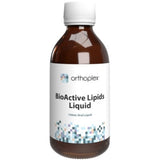 A Supplement bottle with the name BioActive Lipids Liquid by Orthoplex White