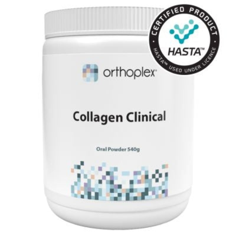 A Supplement container with the name Collagen Clinical by Orthoplex .