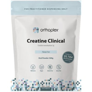 A Supplement pouch with the name Creatine Clinical by Orthoplex.