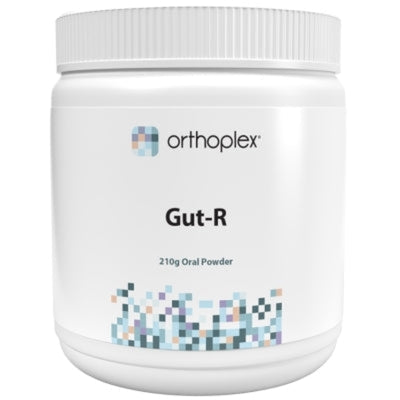 A Supplement container with the name Gut-R by Orthoplex White