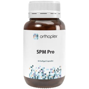 A Supplement container with the name SPM Pro by Orthoplex.