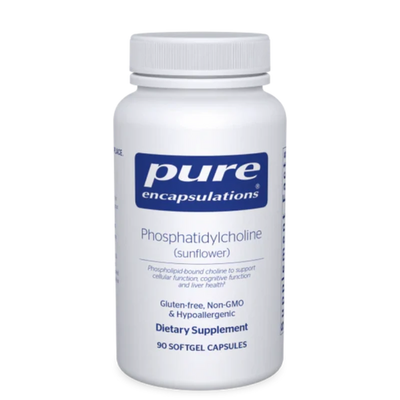 A Supplement container with the name Phosphatidylcholine from Pure Encapsulations.
