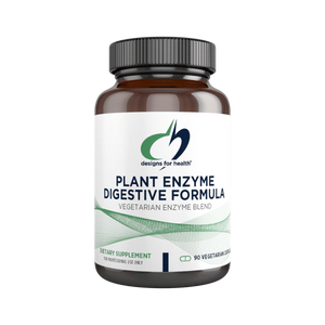 A Supplement container with the name Plant Enzyme Digestive Formula by Designs for Health.