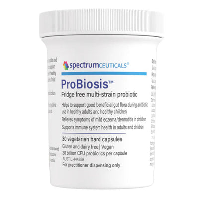 A Supplement container with the name ProBiosis ( 30 Caps) by SpectrumCeuticals