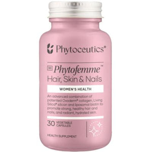 A Supplement container with the name Phytofemme Hair, Skin & Nails by Phytoceutics.