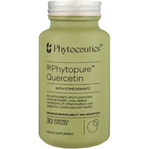 A Supplement container with the name Phytopure Quercetin with Pomegranate - Liposomal by Phytoceutics.