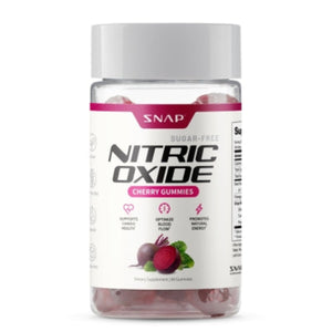 A Supplement container with the name Nitric Oxide Cherry Gummies by nap Supplements.