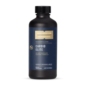 A Supplement container with the name Cardio Elite by Quicksilver.
