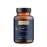 Image of a brown bottle that says quicsilver scientific liposomal h2 elite molecular hydrogen addictive highly bioavailable dietary supplement 60 tablets 