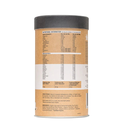 Image of Amazonia RAW protein Isolate contents 1200x1200

Organic Sprouted & Fermented Golden Pea Protein*, Organic Sprouted Brown Rice Protein*, Organic Pea Fibre*, Natural Flavours, Organic Acacia Gum*, Organic Stevia Leaf Extract*, Digestive Enzyme (Bromelain). *Certified Organic

