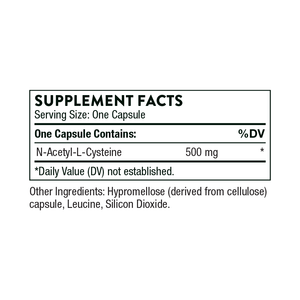 Ingredients containing N-acetly-l-Cysteine.
