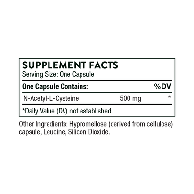 Ingredients containing N-acetly-l-Cysteine.