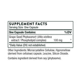 Ingredients including Grape Seed Phytosome, Vitis Vinifera, Phospholipid.