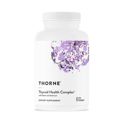 A Supplement container with the name Thyroid Health Complex by Thorne