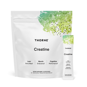 A Supplement bag with 30 stick pack with the name Creatine by Thorne.