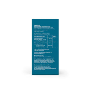 Image of the supplement nutritional information: Broccoli Powder (Brassica Oleracea L) Chlorophyte Microalgae (Tettaselmis Chuil, Capsule Shell (hydroxypropyl methylcellulose), Microcrystalline cellulose and magnesium stearate.