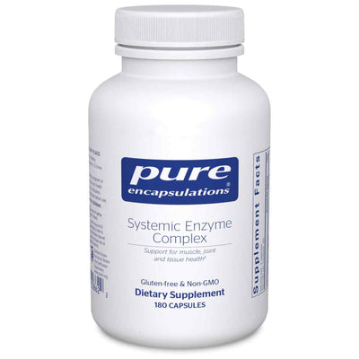 A Supplement container with the name Systemic Enzyme Complex by Pure Encapsulations.