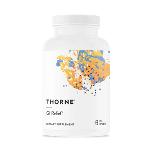 A Supplement container with the name GI Relief by Thorne.