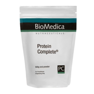A Supplement container with the name Protein Complete by BioMedica.
