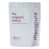 A Supplement container with the name My organic PHGG partially hydrolysed guar gum by Therapure.