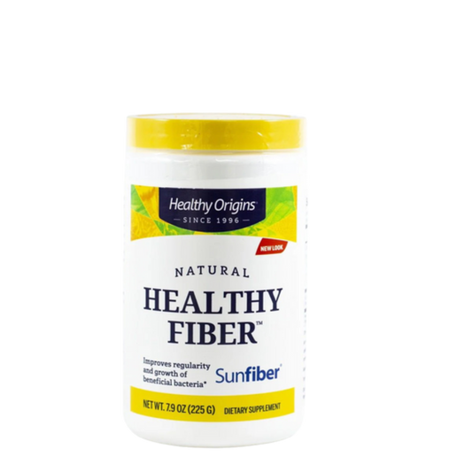 A Supplement container with the name Healthy Fiber by Healthy Origins.