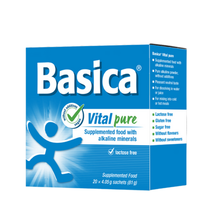 A Supplement container with the name Basica Vital Pure by Bio-Practica. 