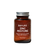 An bottle of a supplement with the label Zinc Restore by BePure