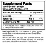 Text listing the ingredients including Coenzyme Q-10