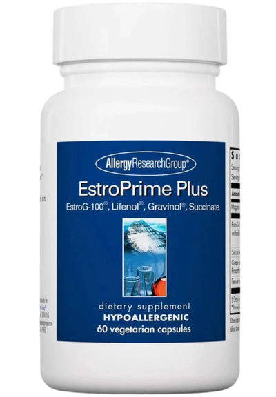 A bottle with the label EstroPrime Plus