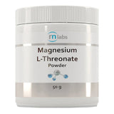 Image of a white suppelemnt bottle that says RN labs Magnesium L-Threonate Powder 50g 