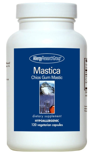 A supplement bottle with the name Mastica Chios Gum Mastic