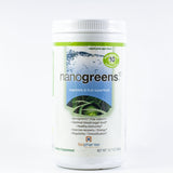 A supplement bottle with the name Nanogreens